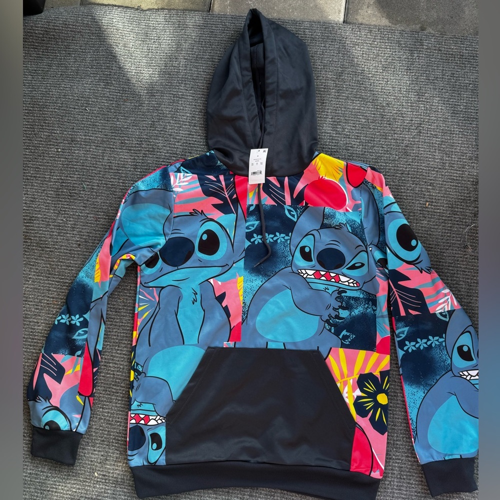 New NWT Disney Blue and black Stitch hoodie Size S